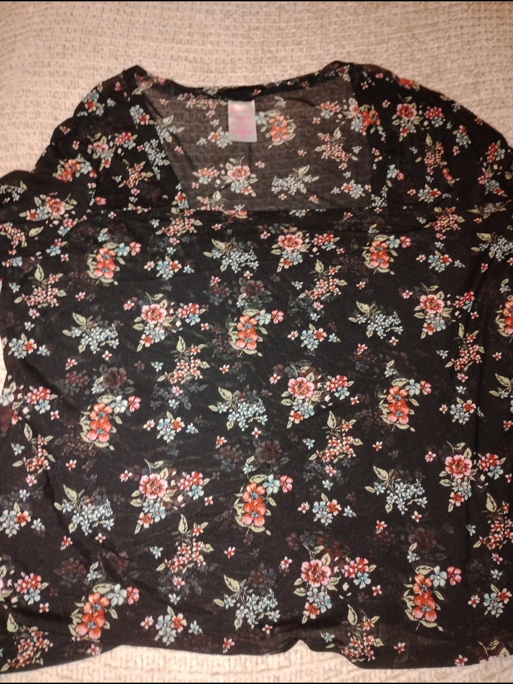 Floral Print Black Women’s Scoop Neck Top